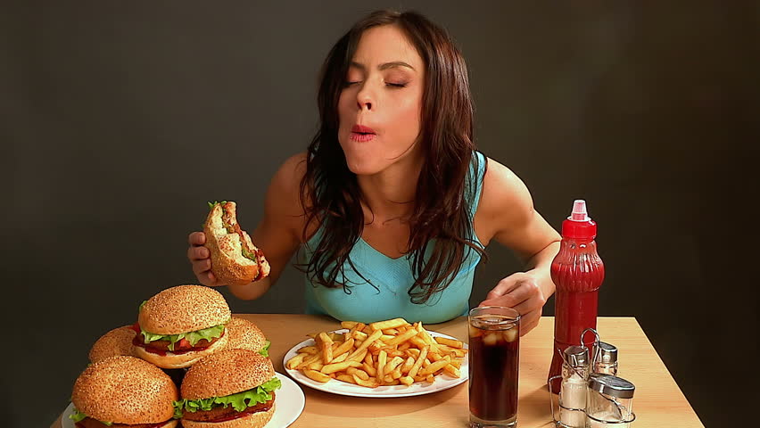 Image result for woman eat fast food